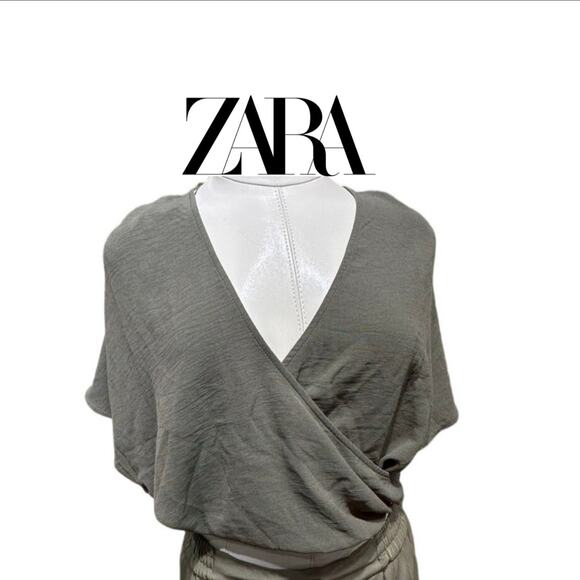 ZARA Olive Green Draped Wrap Front Blouse - Effortlessly Chic & Flattering
Fit - Picture 1 of 4